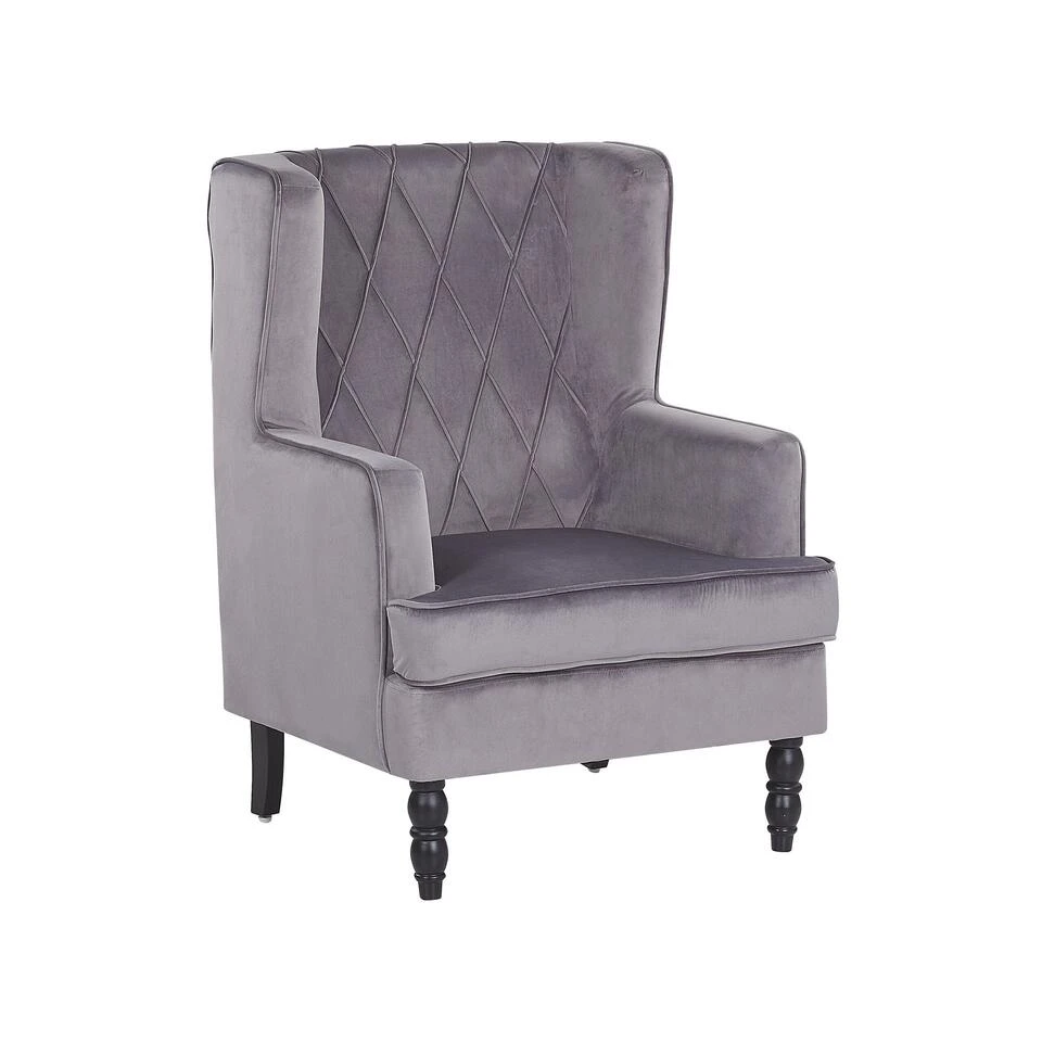 Beliani Fauteuil SANDSET - Grijs Fluweel 6 Beliani Fauteuil SANDSET - Grijs Fluweel - Afbeelding 4