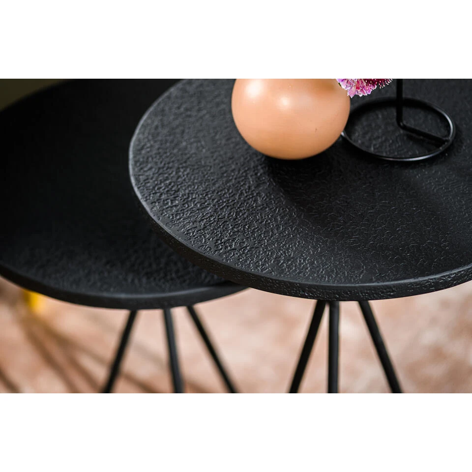 Giga Meubel Salontafel Rond Lava Zwart Ø38cm Set Van 2 6 Giga Meubel Salontafel Rond Lava Zwart Ø38cm Set Van 2 - Afbeelding 4