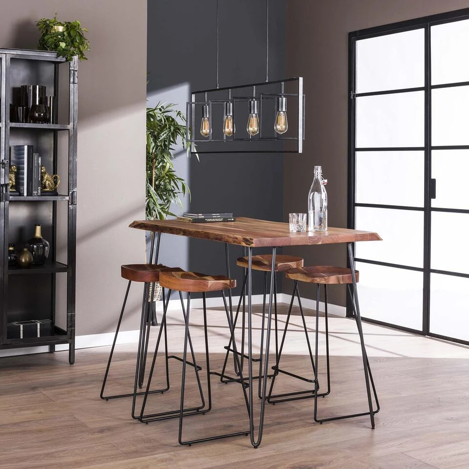 Giga Meubel Bartafel Hout 130cm - Boomstamtafel - Metalen Frame 4 Giga Meubel Bartafel Hout 130cm - Boomstamtafel - Metalen Frame - Afbeelding 2